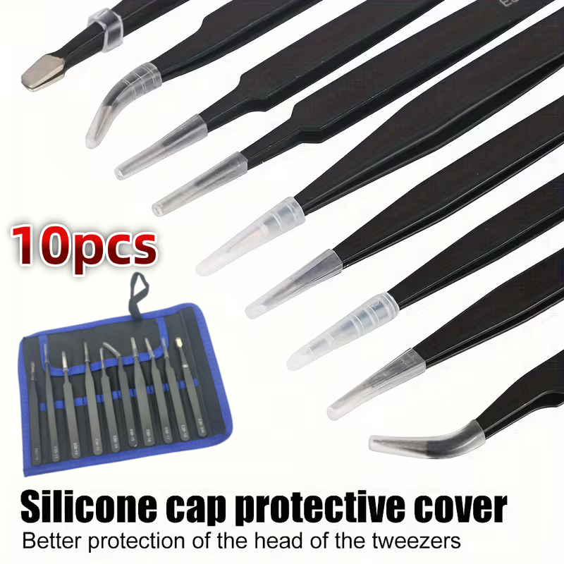 Diy Electronics Gadgets - 10Pcs ESD Anti‑Static Tweezers Set Stainless