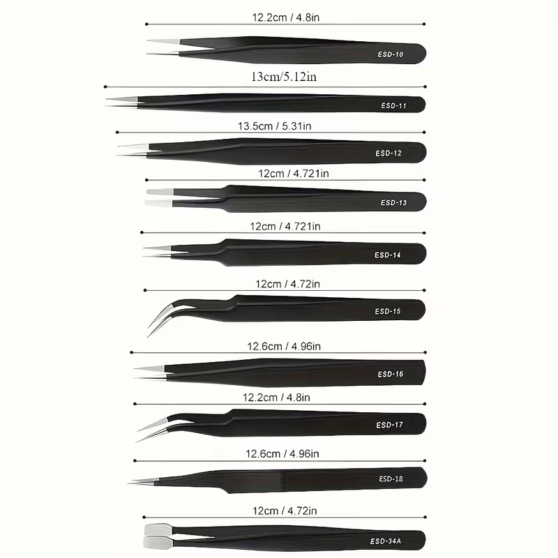 10Pcs ESD Anti‑Static Tweezers - Diy Electronics Gadgets recension och pris
