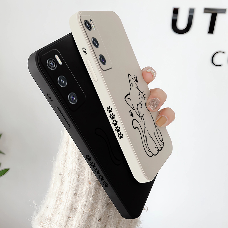 Cute Cat Line Black Phone Case - Vivo V40 recension och pris