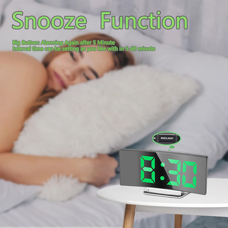 LED Digital Alarm Clock Curved - Electronic Gadgets For Home recension och pris
